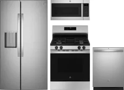 4 Piece Package Includes Refrigerator, Range, Microwave And Dishwasher