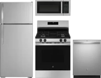 4 Piece Package Includes Refrigerator, Range, Microwave And Dishwasher