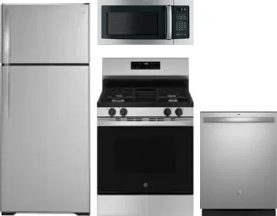 4 Piece Package Includes Refrigerator, Range, Microwave And Dishwasher