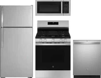 4 Piece Package Includes Refrigerator, Range, Microwave And Dishwasher