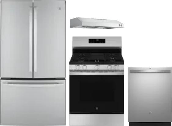 4 Piece Package Includes Refrigerator, Range, Hood And Dishwasher