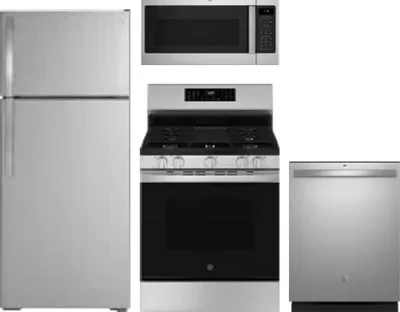 4 Piece Package Includes Refrigerator, Range, Microwave And Dishwasher