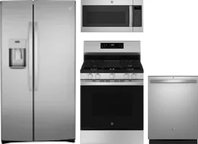 4 Piece Package Includes Refrigerator, Range, Microwave And Dishwasher