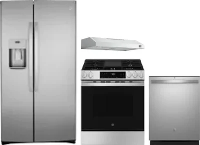 4 Piece Package Includes Refrigerator, Range, Hood And Dishwasher