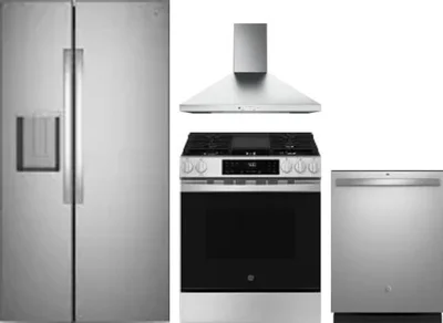 4 Piece Package Includes Refrigerator, Range, Hood And Dishwasher