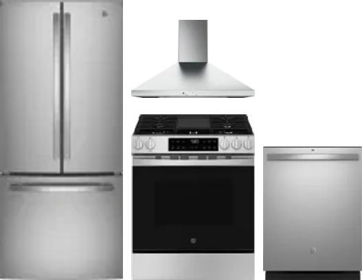4 Piece Package Includes Refrigerator, Range, Hood And Dishwasher