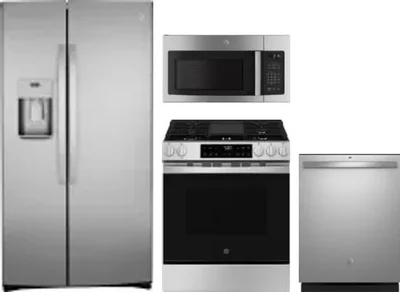 4 Piece Package Includes Refrigerator, Range, Microwave And Dishwasher