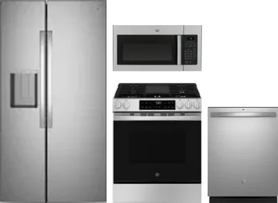 4 Piece Package Includes Refrigerator, Range, Microwave And Dishwasher