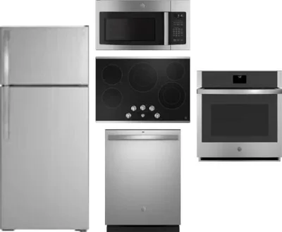 5 Piece Package Includes Refrigerator, Cooktop, Wall Oven, Microwave And Dishwasher