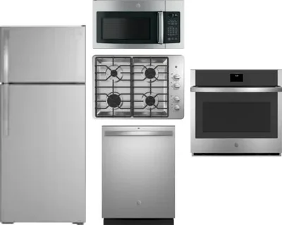 5 Piece Package Includes Refrigerator, Cooktop, Wall Oven, Microwave And Dishwasher