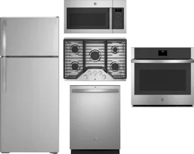 5 Piece Package Includes Refrigerator, Cooktop, Wall Oven, Microwave And Dishwasher