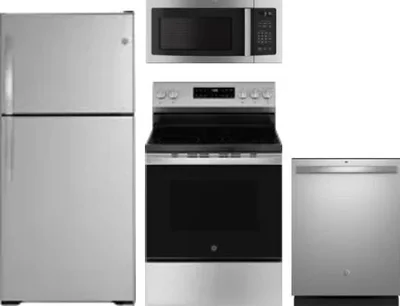 4 Piece Package Includes Refrigerator, Range, Microwave And Dishwasher