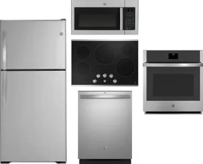 5 Piece Package Includes Refrigerator, Cooktop, Wall Oven, Microwave And Dishwasher