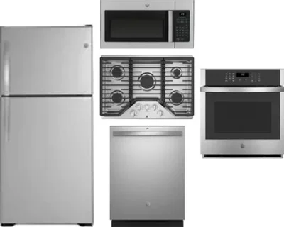 5 Piece Package Includes Refrigerator, Cooktop, Wall Oven, Microwave And Dishwasher