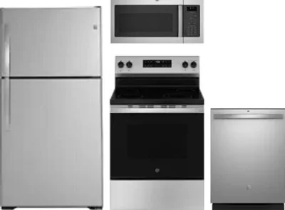 4 Piece Package Includes Refrigerator, Range, Microwave And Dishwasher