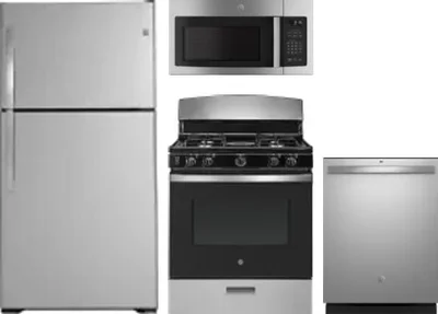 4 Piece Package Includes Refrigerator, Range, Microwave And Dishwasher