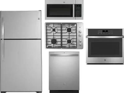 5 Piece Package Includes Refrigerator, Cooktop, Wall Oven, Microwave And Dishwasher