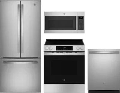 4 Piece Package Includes Refrigerator, Range, Microwave And Dishwasher