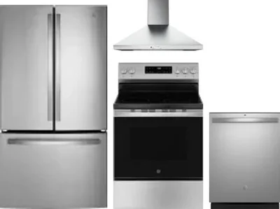 4 Piece Package Includes Refrigerator, Range, Hood And Dishwasher