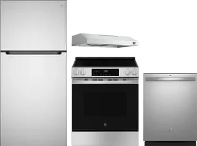 4 Piece Package Includes Refrigerator, Range, Hood And Dishwasher