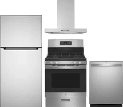 4 Piece Package Includes Refrigerator, Range, Hood And Dishwasher