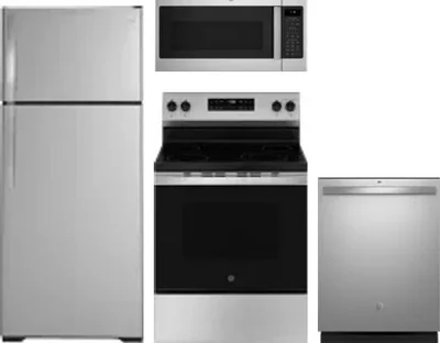 4 Piece Package Includes Refrigerator, Range, Microwave And Dishwasher