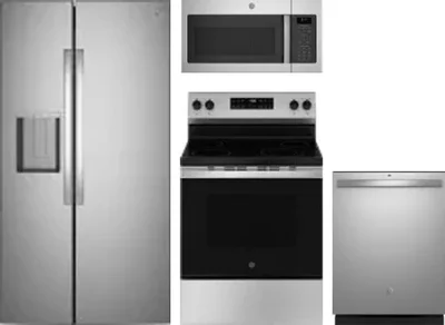4 Piece Package Includes Refrigerator, Range, Microwave And Dishwasher