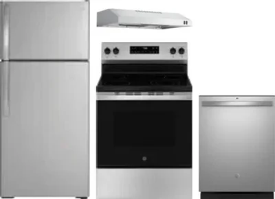 4 Piece Package Includes Refrigerator, Range, Hood And Dishwasher