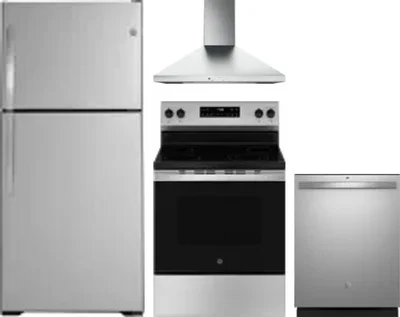 4 Piece Package Includes Refrigerator, Range, Hood And Dishwasher
