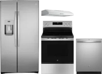 4 Piece Package Includes Refrigerator, Range, Hood And Dishwasher