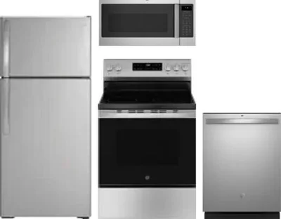 4 Piece Package Includes Refrigerator, Range, Microwave And Dishwasher