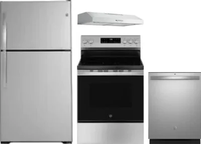4 Piece Package Includes Refrigerator, Range, Hood And Dishwasher