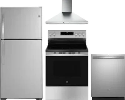 4 Piece Package Includes Refrigerator, Range, Hood And Dishwasher
