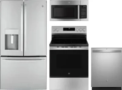 4 Piece Package Includes Refrigerator, Range, Microwave And Dishwasher