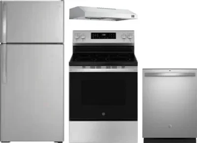 4 Piece Package Includes Refrigerator, Range, Hood And Dishwasher