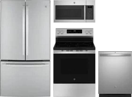 4 Piece Package Includes Refrigerator, Range, Microwave And Dishwasher