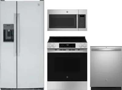 4 Piece Package Includes Refrigerator, Range, Microwave And Dishwasher