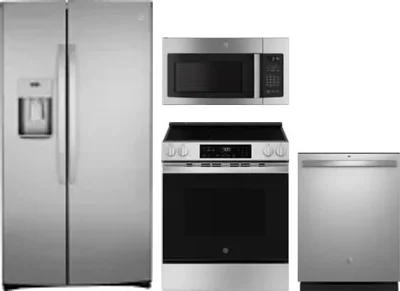 4 Piece Package Includes Refrigerator, Range, Microwave And Dishwasher