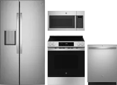 4 Piece Package Includes Refrigerator, Range, Microwave And Dishwasher