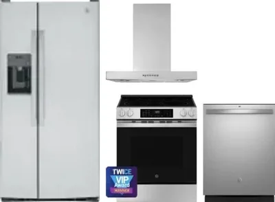 4 Piece Package Includes Refrigerator, Range, Hood And Dishwasher