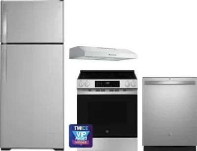 4 Piece Package Includes Refrigerator, Range, Hood And Dishwasher
