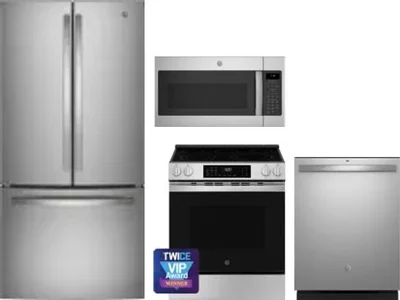 4 Piece Package Includes Refrigerator, Range, Microwave And Dishwasher