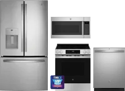 4 Piece Package Includes Refrigerator, Range, Microwave And Dishwasher