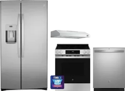 4 Piece Package Includes Refrigerator, Range, Hood And Dishwasher