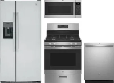 4 Piece Package Includes Refrigerator, Range, Microwave And Dishwasher