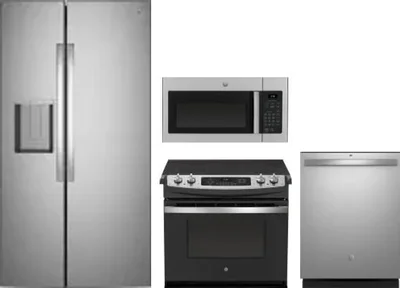 4 Piece Package Includes Refrigerator, Range, Microwave And Dishwasher