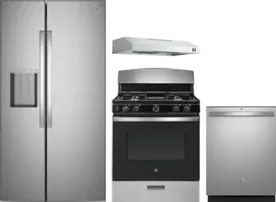 4 Piece Package Includes Refrigerator, Range, Hood And Dishwasher