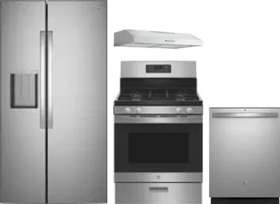 4 Piece Package Includes Refrigerator, Range, Hood And Dishwasher