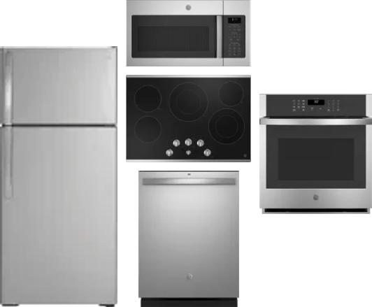 5 Piece Package Includes Refrigerator, Cooktop, Wall Oven, Microwave And Dishwasher
