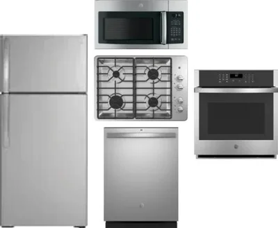5 Piece Package Includes Refrigerator, Cooktop, Wall Oven, Microwave And Dishwasher
